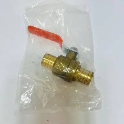 1" Brass PEX Barb Ball Valve 600 WOG Full Port Red Handle Shut-Off Valve - Thumbnail 4