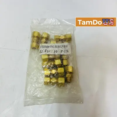 10x Brass Compression Fittings P-62-R-86-LF-B10, Lead Free, 1/2” OD, Union Coupling - Thumbnail 1