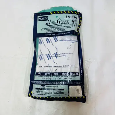 12 Pairs North Safety Nitri Guard Plus Gloves Size 9/L - Thumbnail 3
