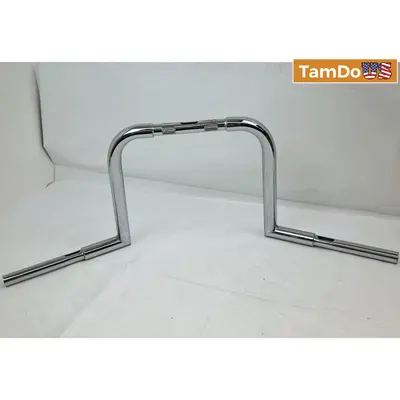 12" Rise Ape Hanger Motorcycle Handlebar Chrome Universal Fit Chopper Bobber - Thumbnail 1