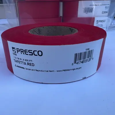 12 Rolls Red Taffeta Flagging Tape – 300ft x 1-3/16" - Thumbnail 2