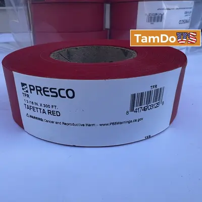 12 Rolls Red Taffeta Flagging Tape – 300ft x 1-3/16" - Thumbnail 1