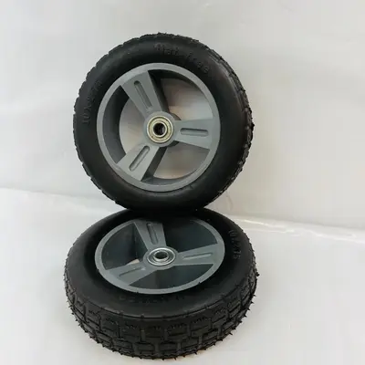 2-Pack Flat-Free Rubber Tire & Poly Wheel 10" x 2.75" Black/Gray Heavy Duty - Thumbnail 5