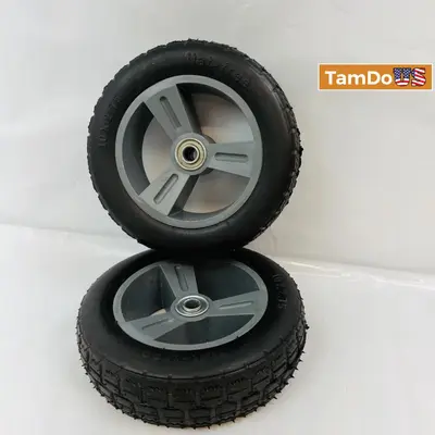 2-Pack Flat-Free Rubber Tire & Poly Wheel 10" x 2.75" Black/Gray Heavy Duty - Thumbnail 6