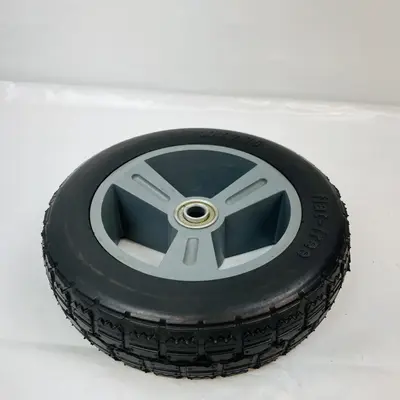 2-Pack Flat-Free Rubber Tire & Poly Wheel 10" x 2.75" Black/Gray Heavy Duty - Thumbnail 4