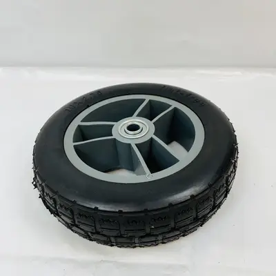 2-Pack Flat-Free Rubber Tire & Poly Wheel 10" x 2.75" Black/Gray Heavy Duty - Thumbnail 3