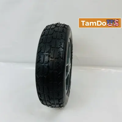 2-Pack Flat-Free Rubber Tire & Poly Wheel 10" x 2.75" Black/Gray Heavy Duty - Thumbnail 1