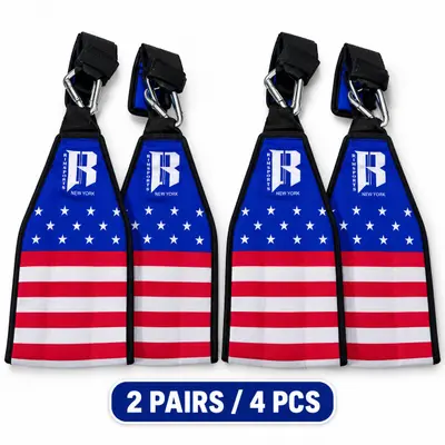 2 Pairs(4PCS) RIMSports Hanging Ab Straps Pull Up Bar Padded Arm Slings USA Flag - Thumbnail 3