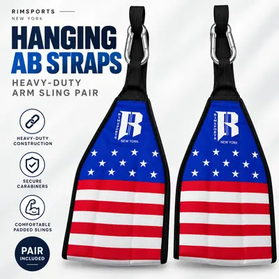 2 Pairs(4PCS) RIMSports Hanging Ab Straps Pull Up Bar Padded Arm Slings USA Flag - Thumbnail 4