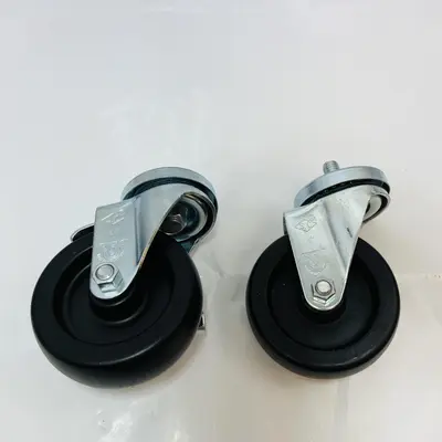 2 Piece 4 Inch Heavy Duty Caster Set Wheels - Thumbnail 5