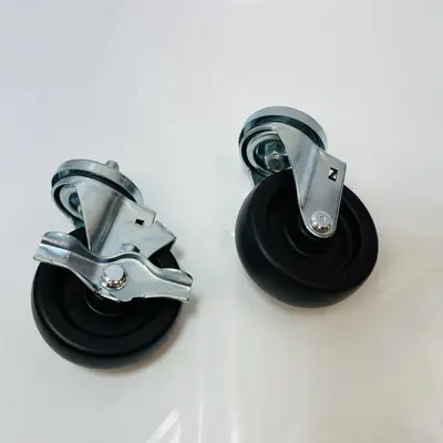 2 Piece 4 Inch Heavy Duty Caster Set Wheels - Thumbnail 2