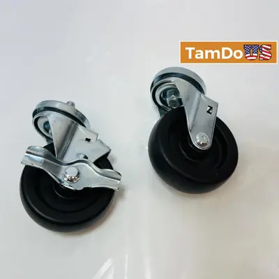 2 Piece 4 Inch Heavy Duty Caster Set Wheels - New - Real photo at TamDo.us