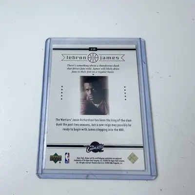 2003 Upper Deck LeBron James #28 "New Reign" Rookie Card - Thumbnail 3