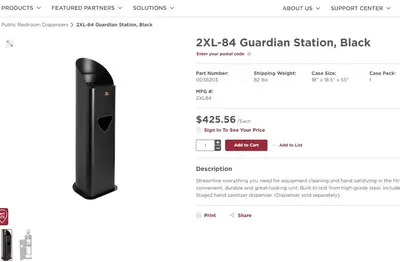 2XL Guardian Sanitizing Wipes Stand, Black - Thumbnail 2