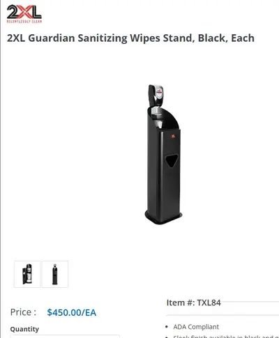 2XL Guardian Sanitizing Wipes Stand, Black - Thumbnail 7
