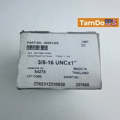 3/8-16 UNC x 1" Stainless Steel Hex Head Screws (Box of 50) - Thumbnail 1