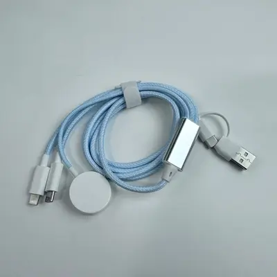 3-in-2 Multi-Device Charger Cable 4FT/1.2M Blue Fast Charging Cord Universal Use - Thumbnail 4