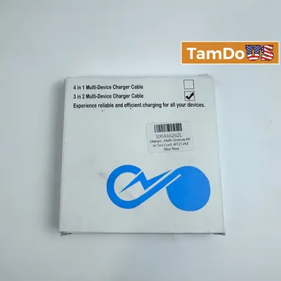3-in-2 Multi-Device Charger Cable 4FT/1.2M Blue Fast Charging Cord Universal Use - New Open Box - Real photo at TamDo.us