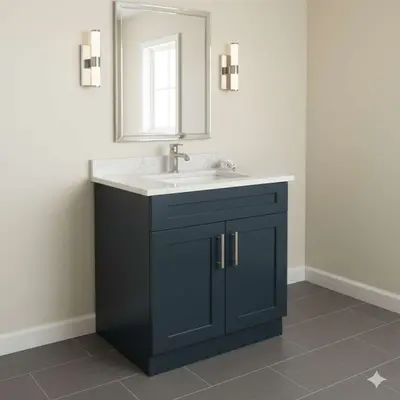 30" Bathroom Vanity Cabinet with Soft-Close Doors, Blue, Model US08 - Thumbnail 3