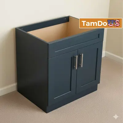 30" Bathroom Vanity Cabinet with Soft-Close Doors, Blue, Model US08 - New - Real photo at TamDo.us