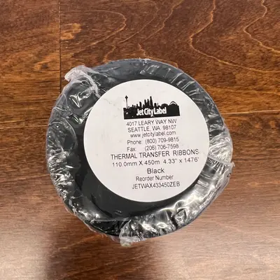 Jet City Label Thermal Transfer Ribbon – 110mm x 450m Black Wax - Thumbnail 2