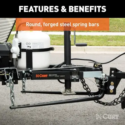$366 CURT 17063 Round Bar Weight Distribution Hitch Sway Control 14000 lbs - Thumbnail 1