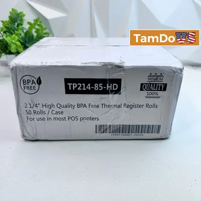 50 Rolls 2-1/4" x 85' Thermal Paper Receipt Register Rolls BPA Free TP214-85-HD - Thumbnail 1