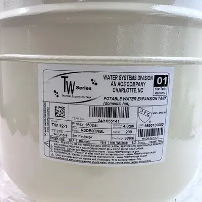 A.O.Smith TW Series TW 12-1 Thermal Expansion Tank 4.8 Gal 150PSI Potable Water - Thumbnail 8