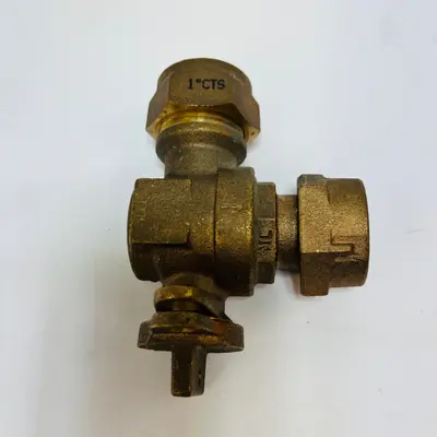 A.Y.McDonald 1" CTS Compression Brass Angle Curb Stop Meter Valve 300W Lead Free - Thumbnail 2