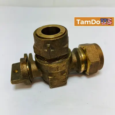 A.Y.McDonald 1" CTS Compression Brass Angle Curb Stop Meter Valve 300W Lead Free - Thumbnail 1