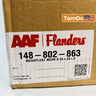 AAF Flanders MEGApleat MERV 9 Air Filter 24x24x2, Case of 12 - Thumbnail 1
