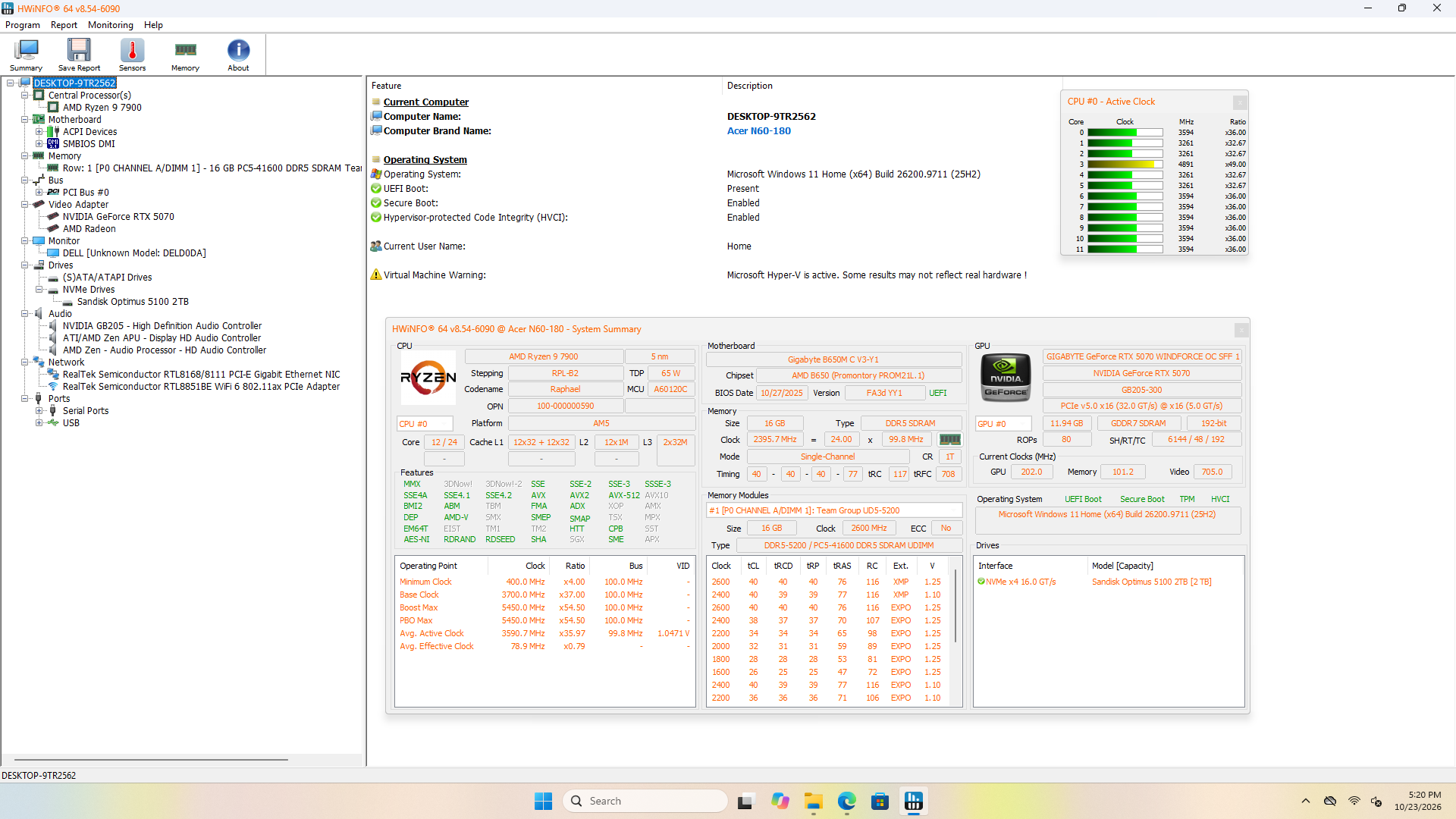 Acer Nitro 60 Gaming Desktop, Ryzen 9 7900, 16GB DDR5, 2TB SSD, RTX 5070 12GB - Thumbnail 8