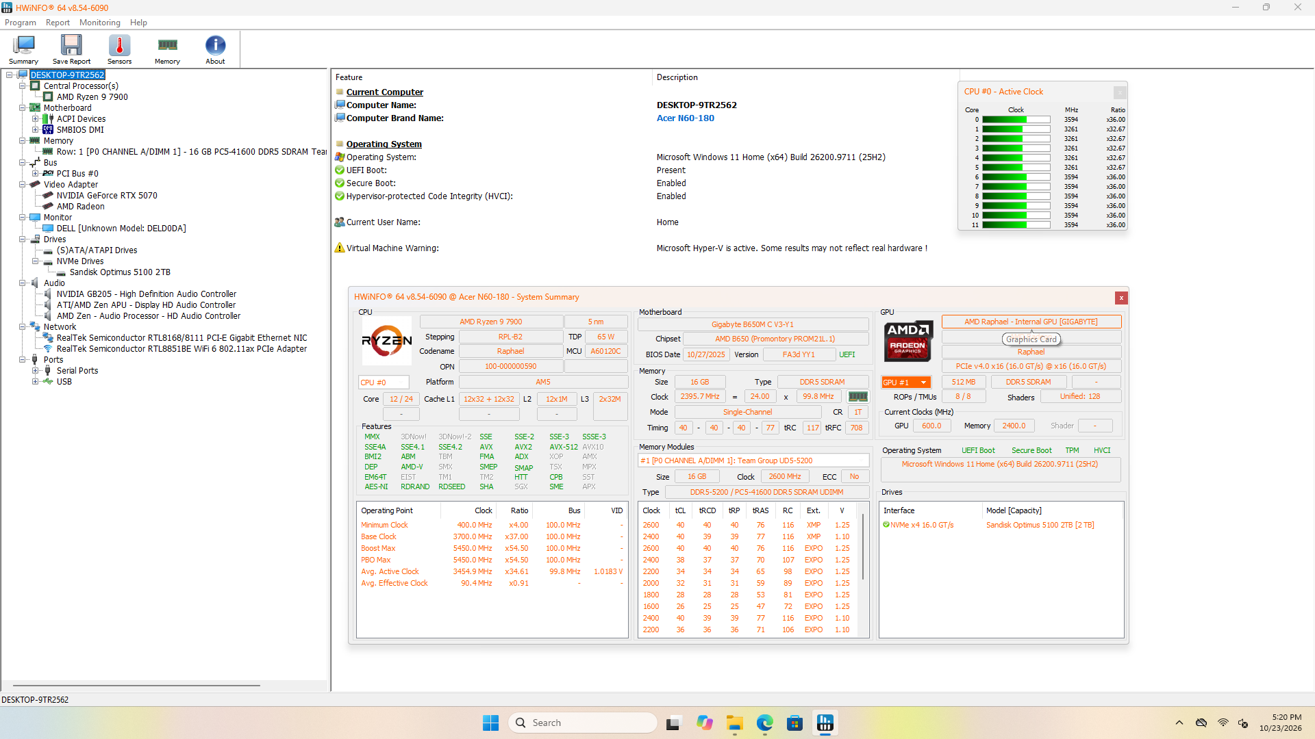 Acer Nitro 60 Gaming Desktop, Ryzen 9 7900, 16GB DDR5, 2TB SSD, RTX 5070 12GB - Thumbnail 9