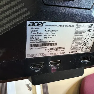 Acer Predator X27U 27" WQHD 2K OLED 240Hz 0.03ms FreeSync Gaming Monitor - Thumbnail 9