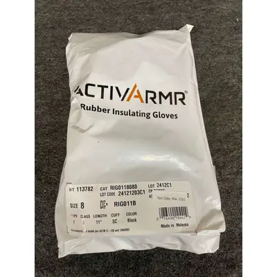 ACTIVARMR Rubber Insulating Gloves Size 8 Class 0 11" Black - Thumbnail 3
