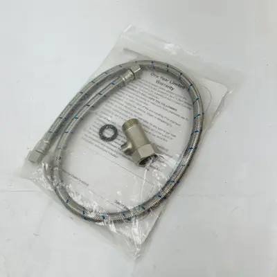 AIM Bidet Installation Kit Flexible Stainless Steel Hose & T-Adapter Valve - Thumbnail 2