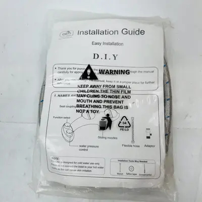 AIM Bidet Installation Kit Flexible Stainless Steel Hose & T-Adapter Valve - Thumbnail 3