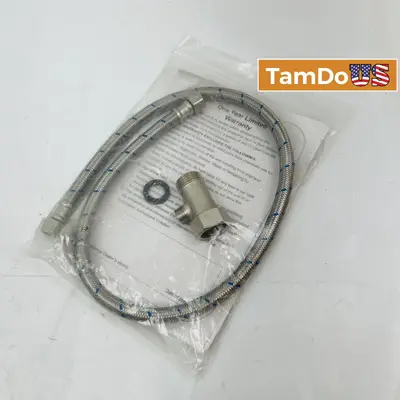 AIM Bidet Installation Kit Flexible Stainless Steel Hose & T-Adapter Valve - Thumbnail 1