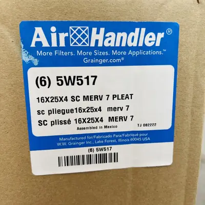 Air Handler 5W517 16x25x4 SC MERV 7 Pleated Air Filter Unit (6 Pack) - Thumbnail 5