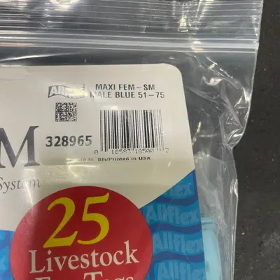 Allflex Maxi Female Small Male Blue Livestock Ear Tags Numbered 51-75 Pack of 25 - Thumbnail 3