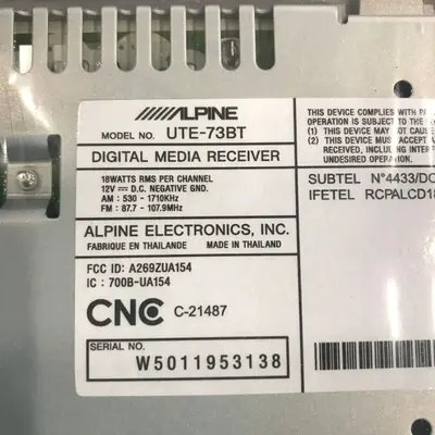 Alpine UTE-73BT Digital Media Receiver with Bluetooth, USB, Pandora, iPhone - Thumbnail 9