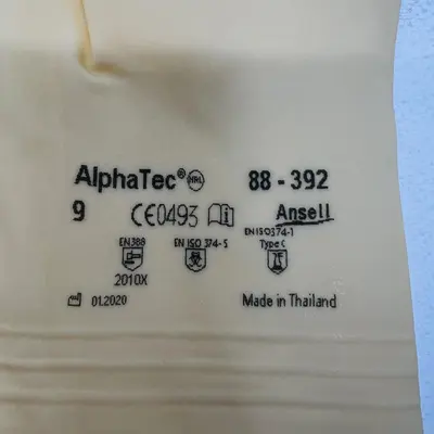 Ansell AlphaTec 88-392 Mediumweight Unlined Natural Rubber Gloves, Size 9 - Thumbnail 3