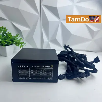 Apevia ATX-PR600W Prestige 600W 80 Plus Gold Certified Active PFC Power Supply - Thumbnail 1