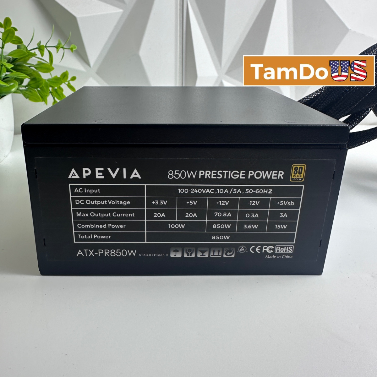 Apevia Prestige Power 850W 80 Plus Gold Power Supply ATX-PR850W ATX 3.0 PCIe 5.0 - Photo 1 - Real photo at TamDo.us