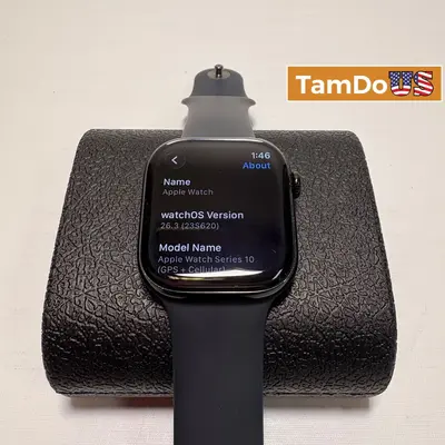 Apple Watch Series 10 (46mm, Cellular) Jet Black AL Case Black Sport Band M/L - Thumbnail 1