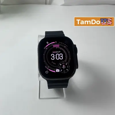 Apple Watch Ultra 2 (GPS+Cellular) 49mm Titanium Case with Black Ocean Band - Excellent - Real photo at TamDo.us