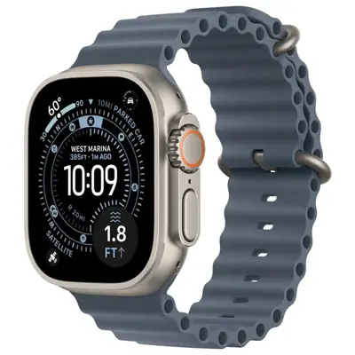Apple Watch Ultra 3 (GPS+Cellular) 49mm Natural Titanium Case with AB Ocean Band - New - Real photo at TamDo.us