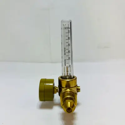 Ar CO2 Gas Regulator Flowmeter Welding Mig Tig Flow Meter CGA-580 Brass Gauge - Thumbnail 2