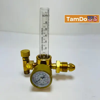 Ar CO2 Gas Regulator Flowmeter Welding Mig Tig Flow Meter CGA-580 Brass Gauge - New - Real photo at TamDo.us