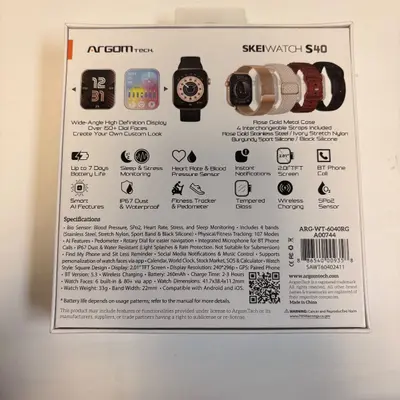 ArgomTech Skeiwatch S40 Smartwatch 2.01” TFT, Bluetooth Call, SpO2, Heart Rate, IP67, 4 Bands - Thumbnail 6